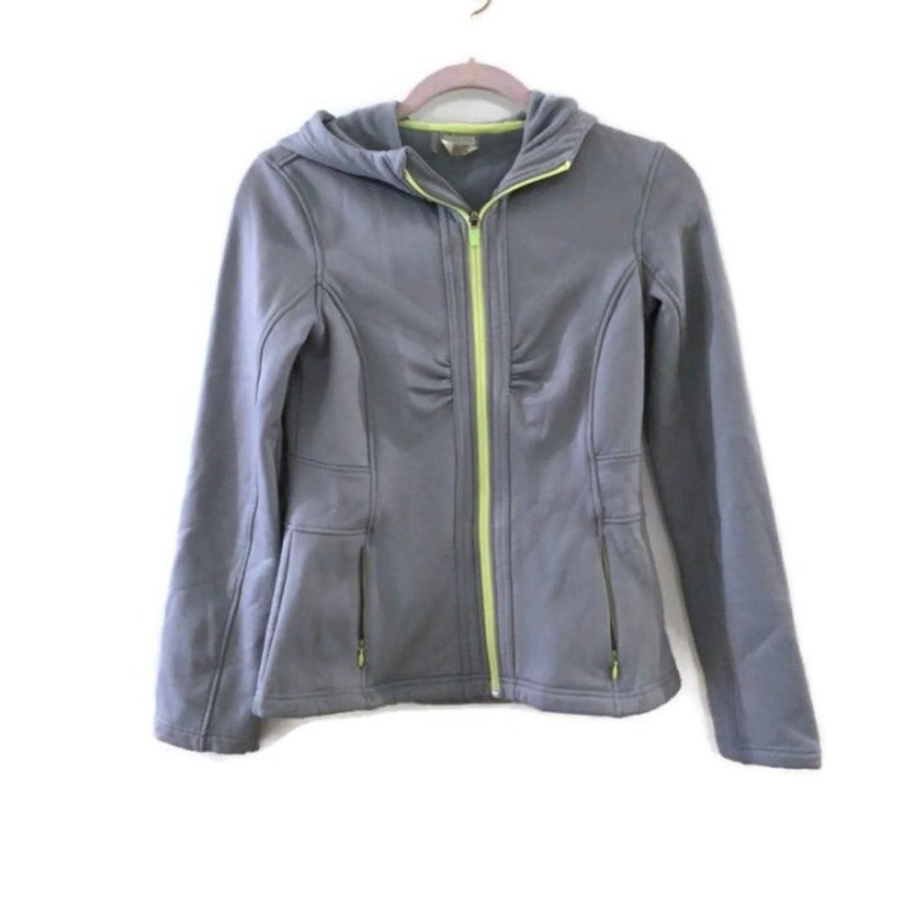 ATHLETA light gray hooded full zip jacket